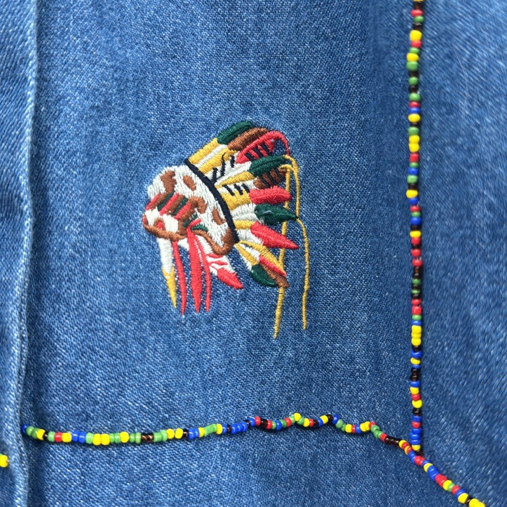 The Eagle’s Eye VTG Native American Denim Button‎ Down Shirt Size Medium - Picture 6 of 9